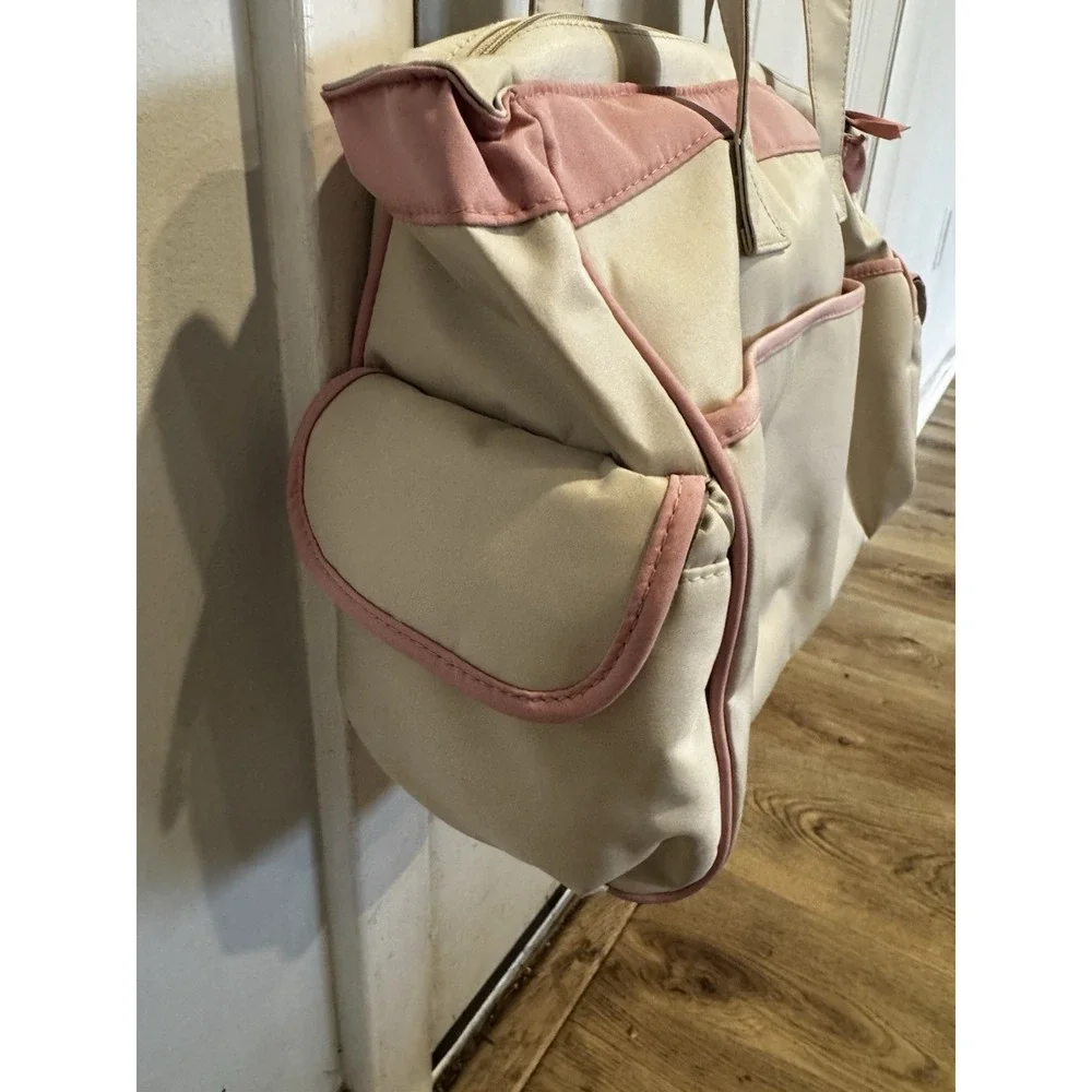 Vintage Winnie The Pooh Diaper Bag Tote Pink Beige Floral Embroidered NWOT Y2K